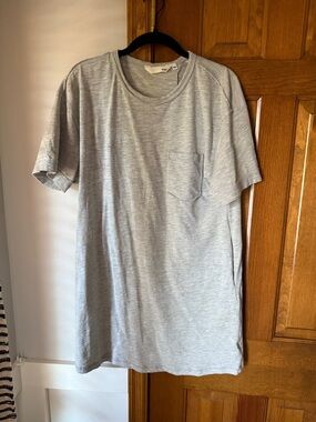 STPL. Short Sleeve Pocket T-Shirt Dress  - Light Heather Gray